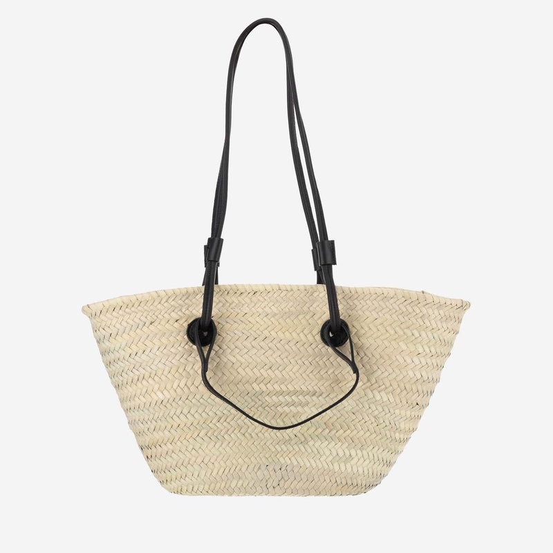 Filippo Catarzi Woven Straw With Leather Accents Tote Bag — Beige