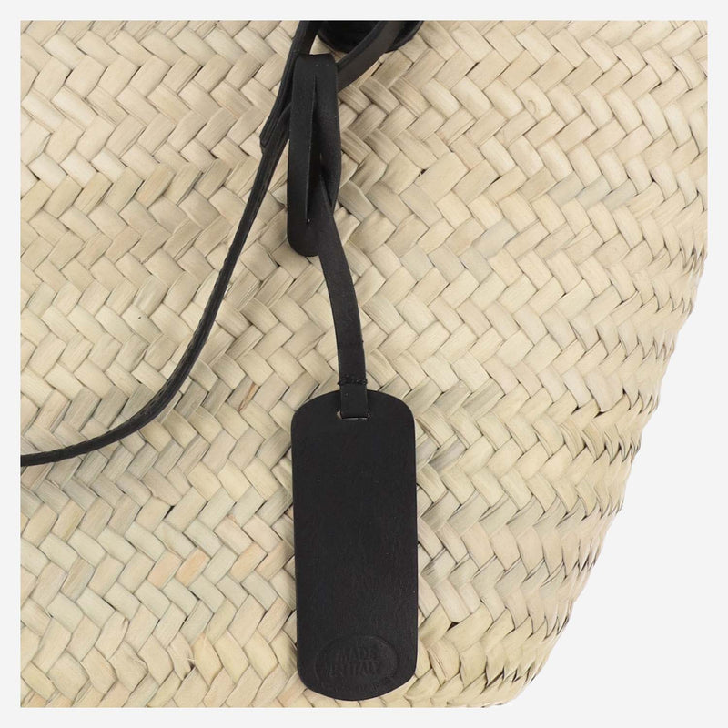 Filippo Catarzi Woven Straw With Leather Accents Tote Bag — Beige