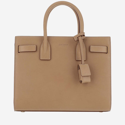 Saint Laurent Calfskin Leather Top Handle Bag — Brown