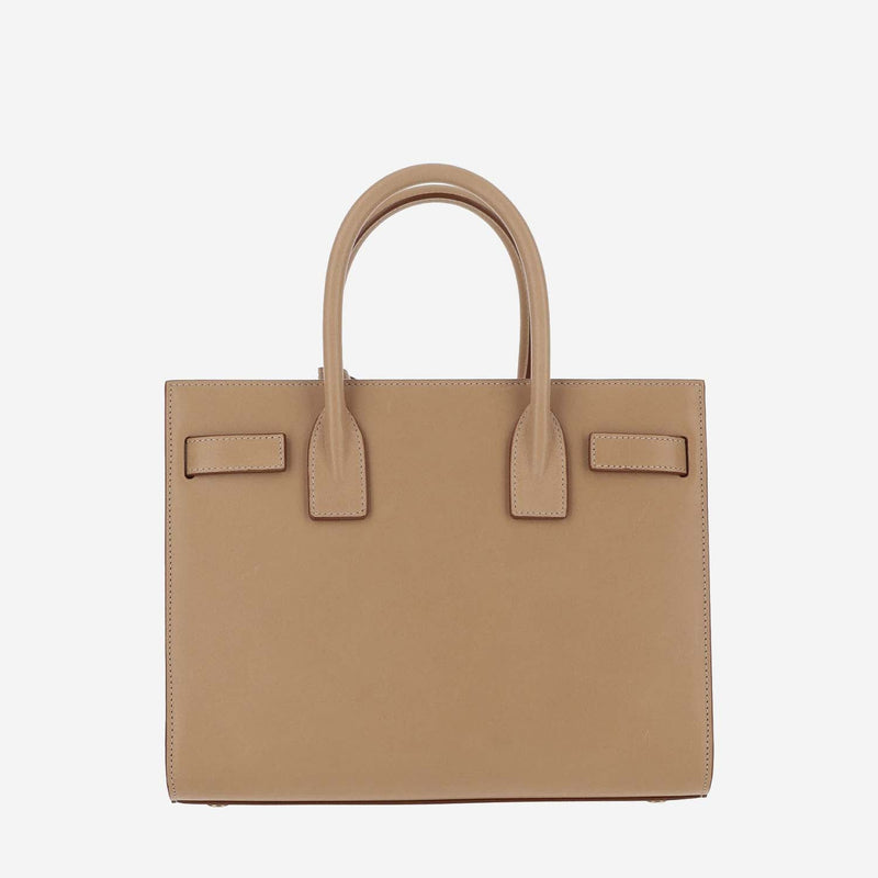 Saint Laurent Calfskin Leather Top Handle Bag — Brown