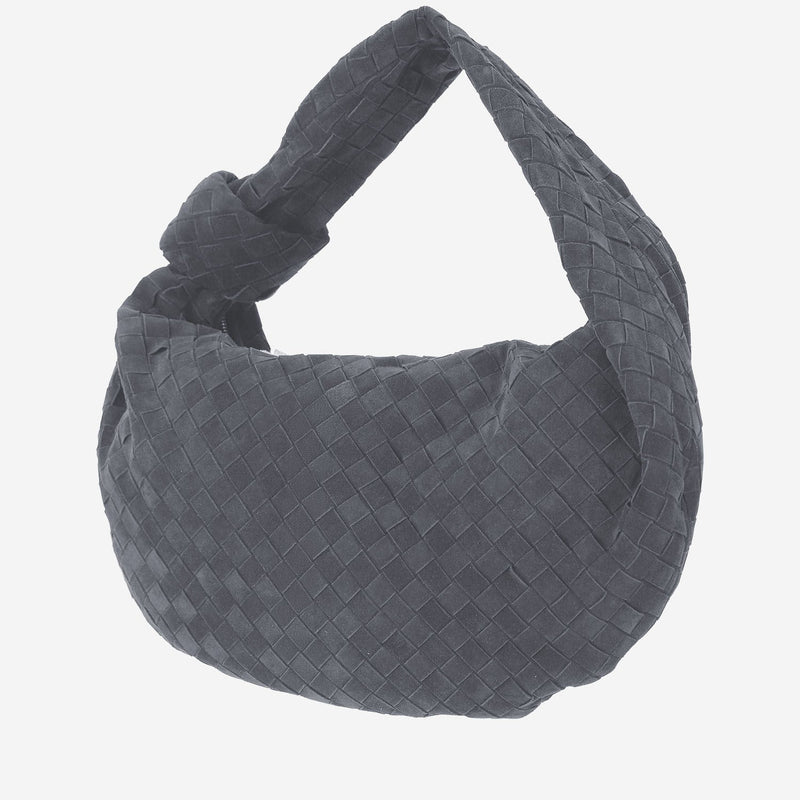 Bottega Veneta Jodie Shoulder Bag — Gray Lambskin Leather