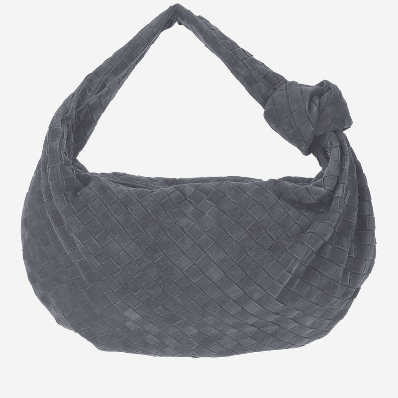 Bottega Veneta Jodie Shoulder Bag — Gray Lambskin Leather