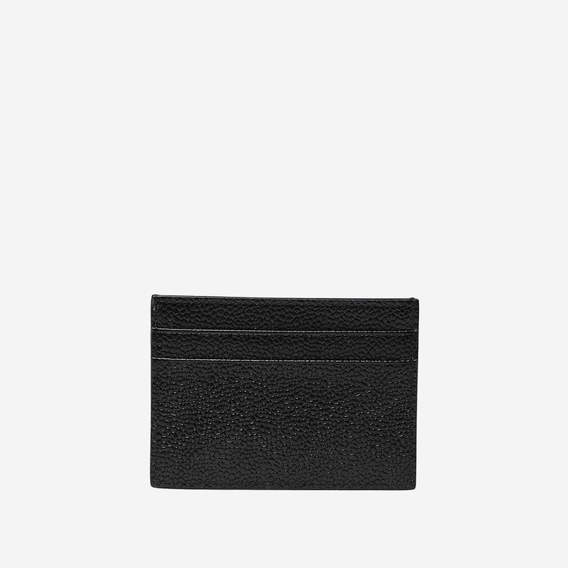 Thom Browne Leather Logo Card Case — Black Calf Full Grain Wallets & Cardholders