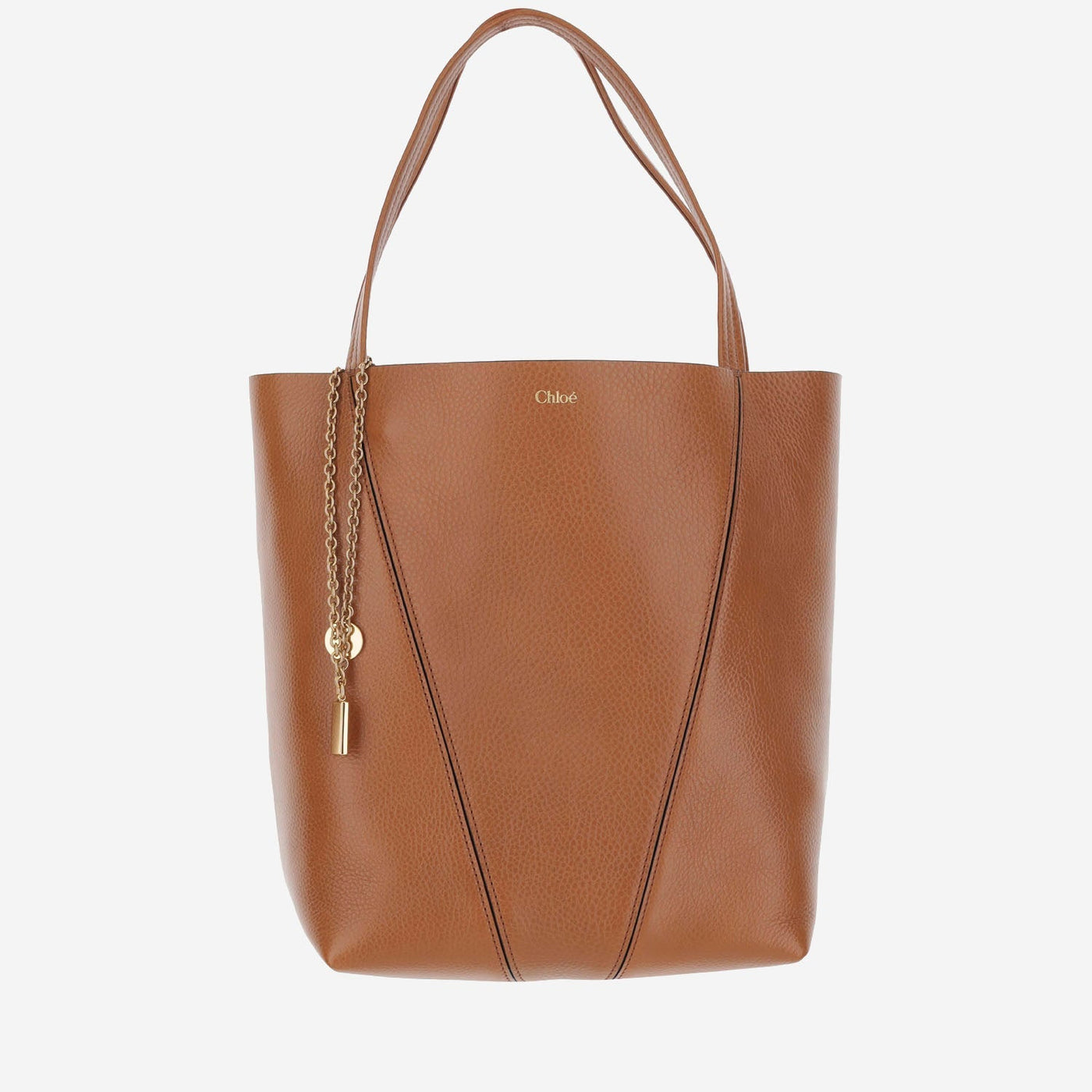 Chloé Spin Shoulder Bag — Brown Calfskin
