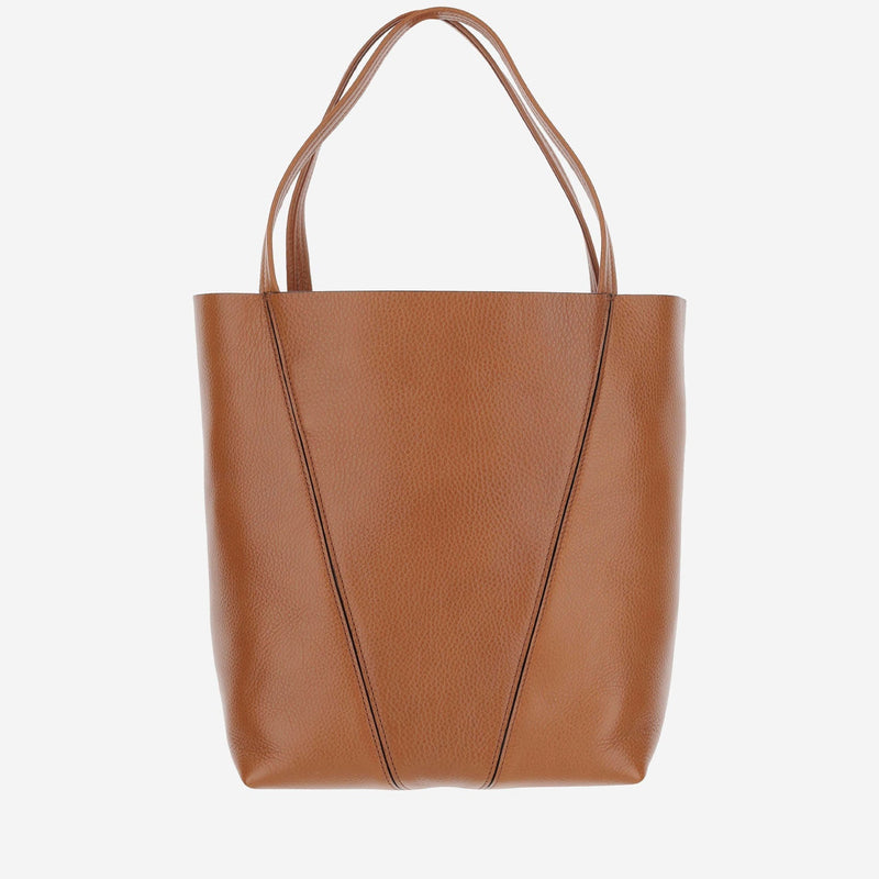Chloé Spin Shoulder Bag — Brown Calfskin