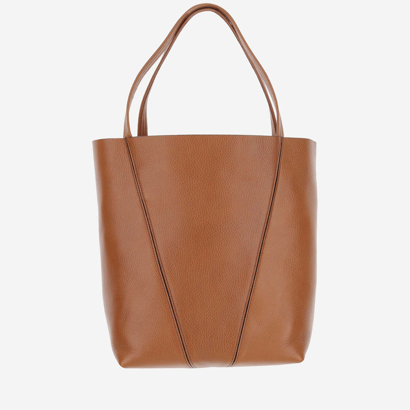 Chloé Spin Shoulder Bag — Brown Calfskin