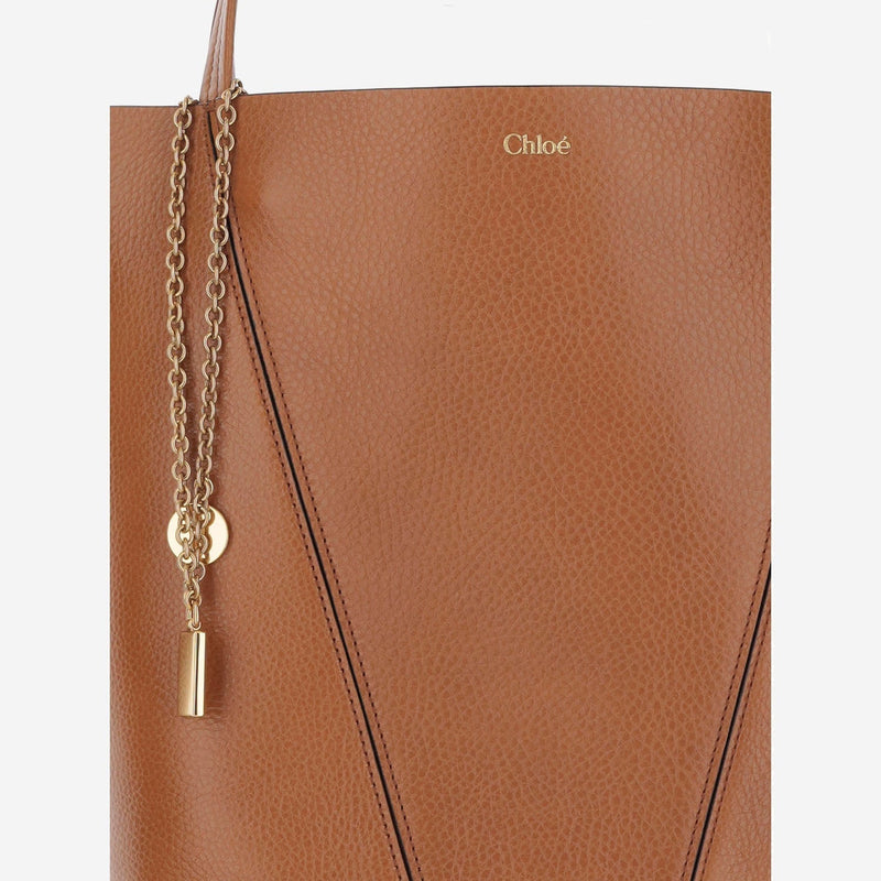 Chloé Spin Shoulder Bag — Brown Calfskin