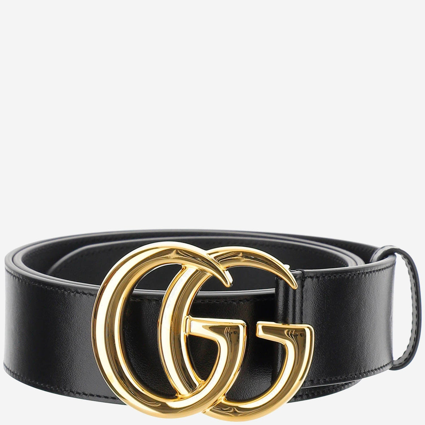 Gucci Double G Buckle Leather Belt — Black
