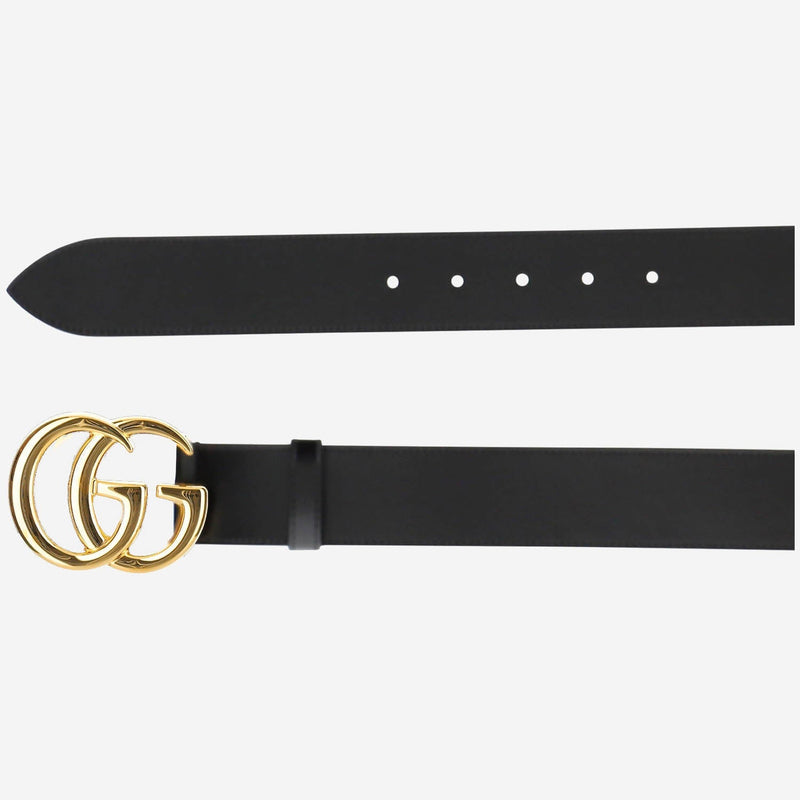 Gucci Double G Buckle Leather Belt — Black