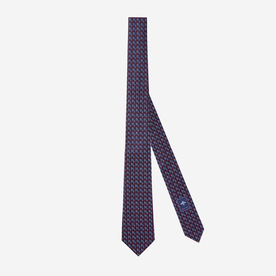 Gucci Gg Jacquard Silk Necktie — Navy Neckties