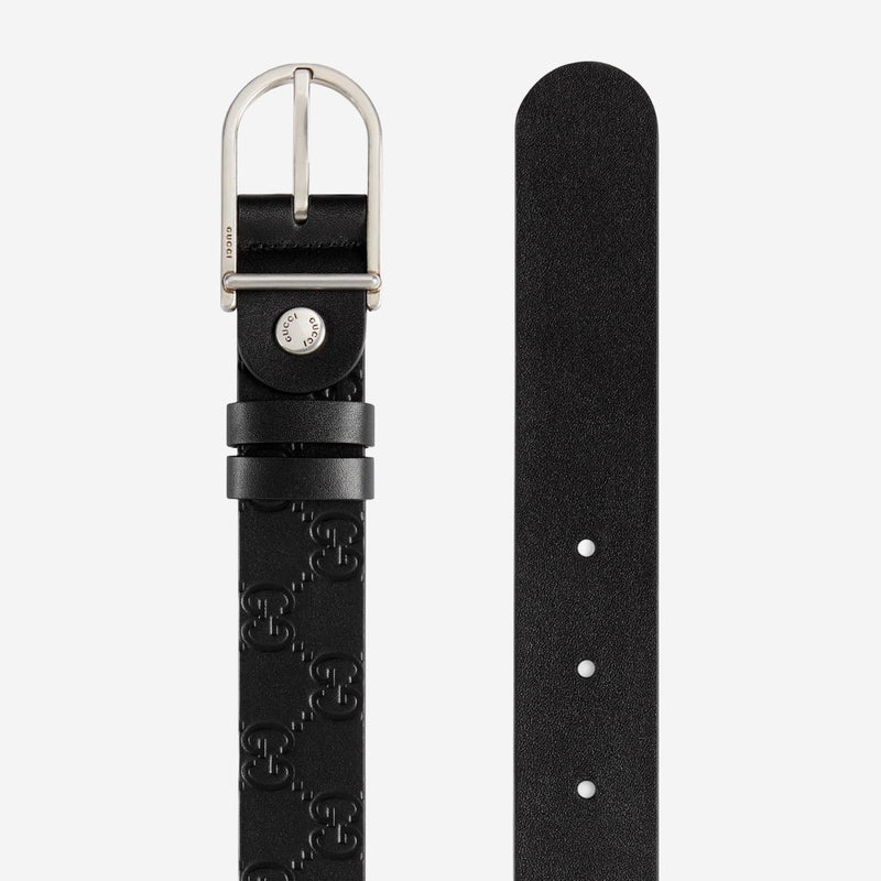Gucci Reversible Gg Embossed Leather Belt — Black