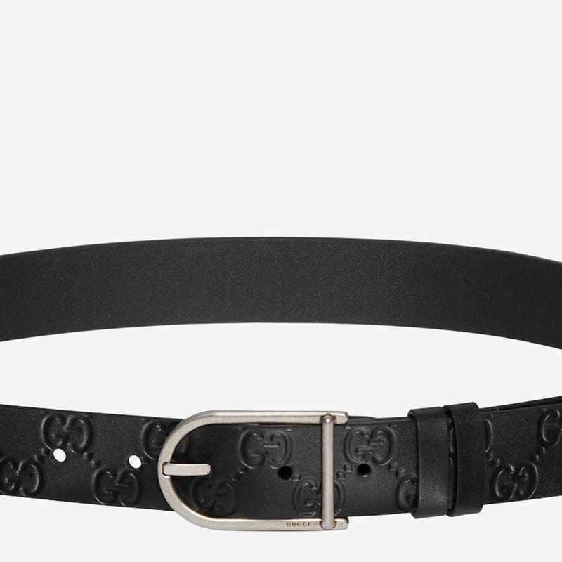 Gucci Reversible Gg Embossed Leather Belt — Black