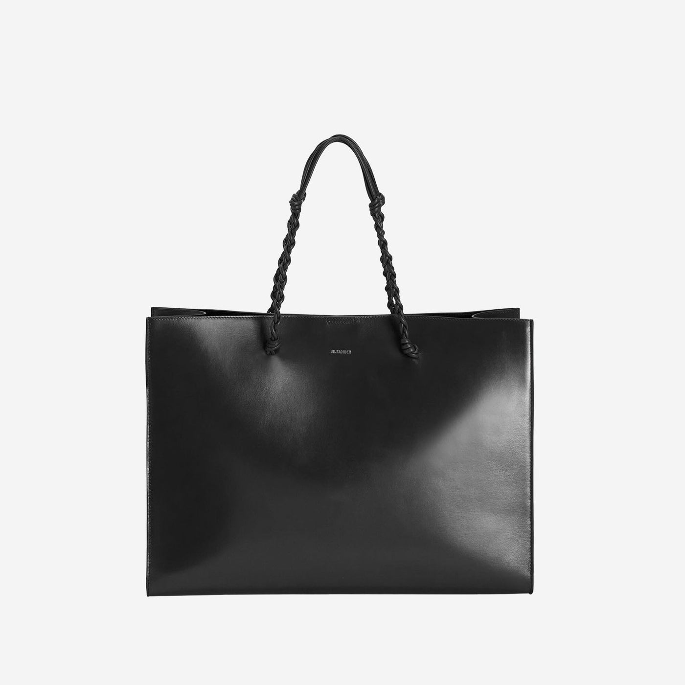 Jil Sander Hand-Knotted Leather Tote Bag — Black