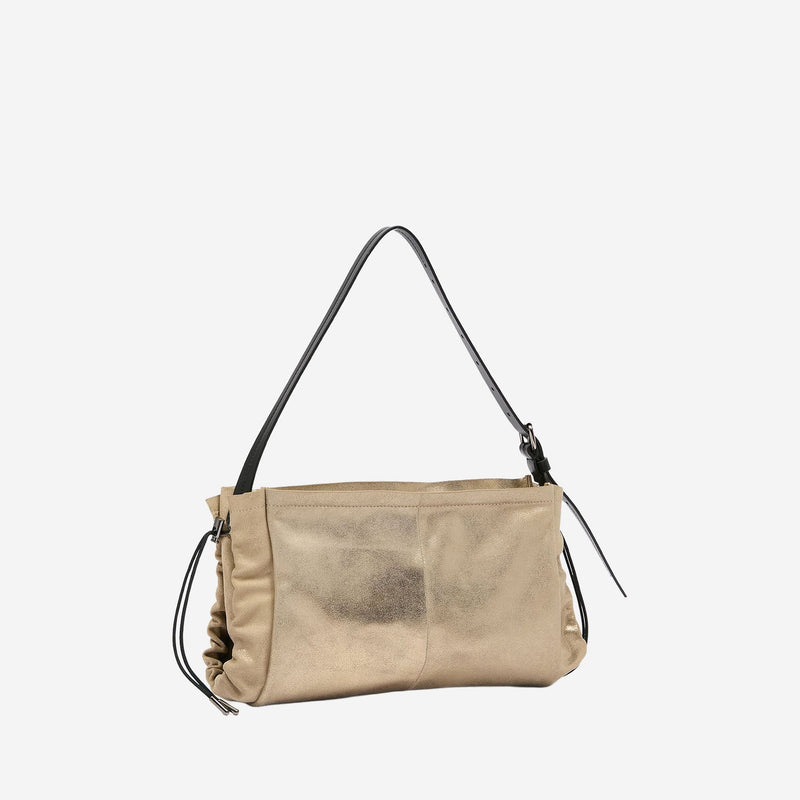 Maison Margiela Leather Drawstring Shoulder Bag — Gold
