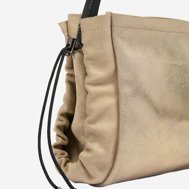 Maison Margiela Leather Drawstring Shoulder Bag — Gold
