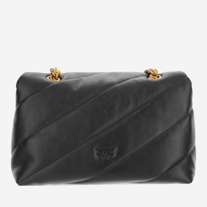 Pinko Love Shoulder Bag — Black Calfskin Leather