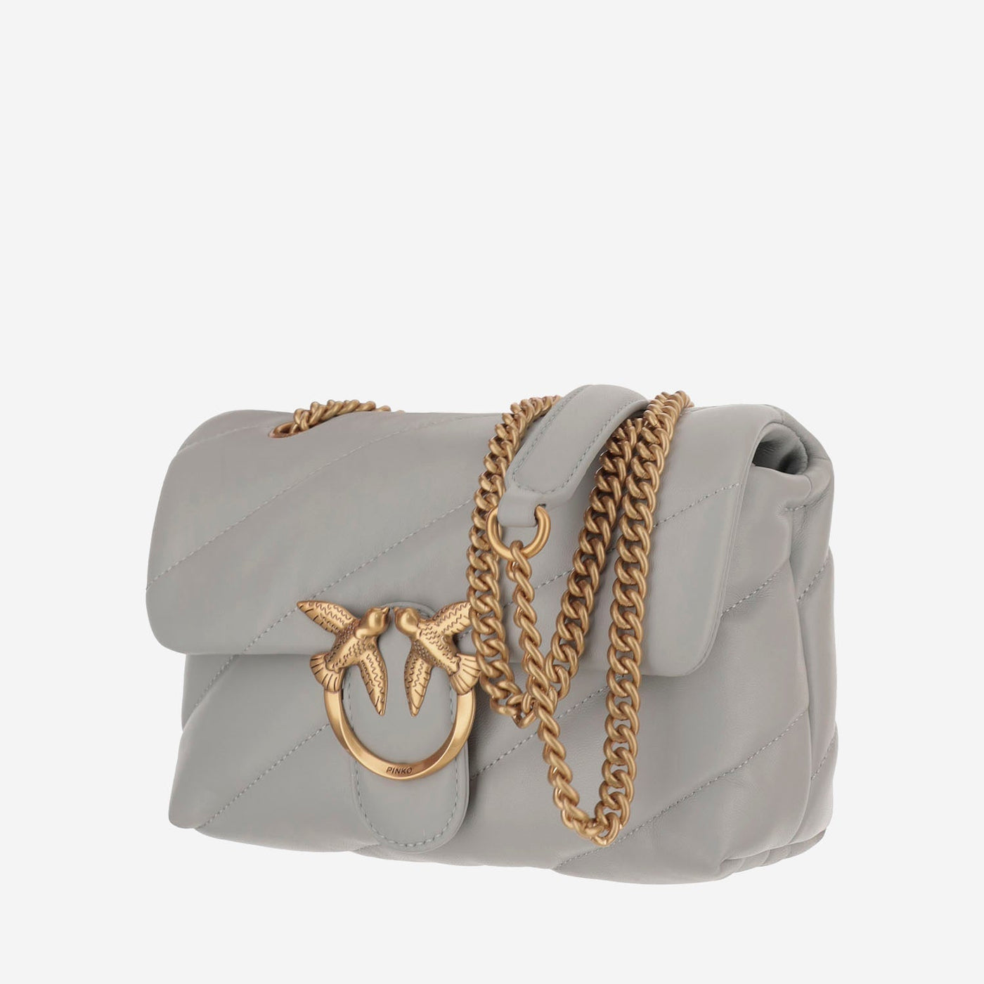 Pinko Mini Puff Shoulder Bag — Gray Leather
