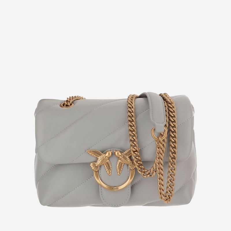 Pinko Mini Puff Shoulder Bag — Gray Leather