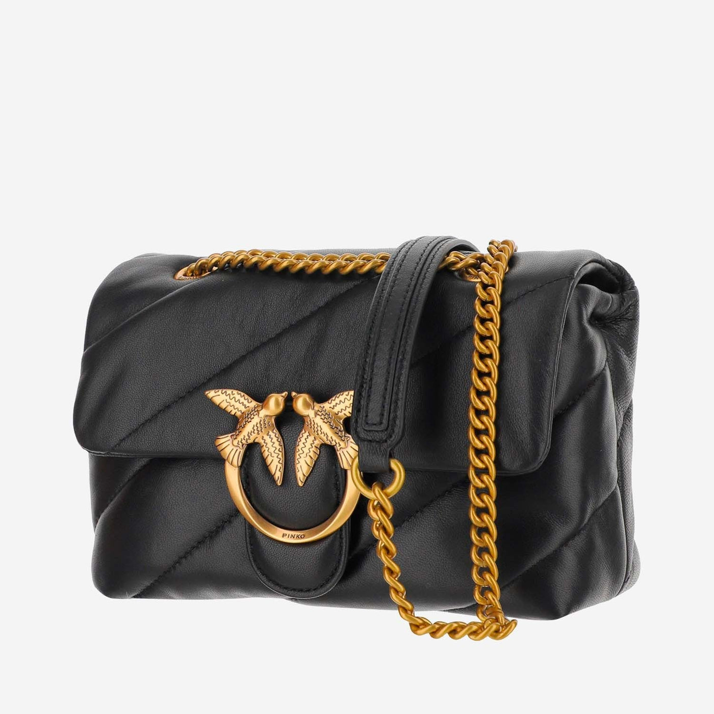 Pinko Love Mini Puff Shoulder Bag — Black Leather