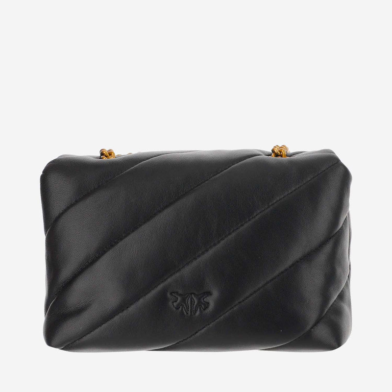 Pinko Love Mini Puff Shoulder Bag — Black Leather