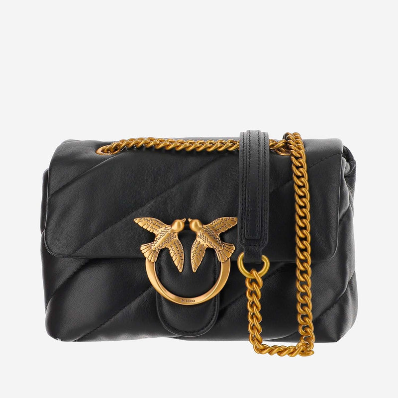 Pinko Love Mini Puff Shoulder Bag — Black Leather