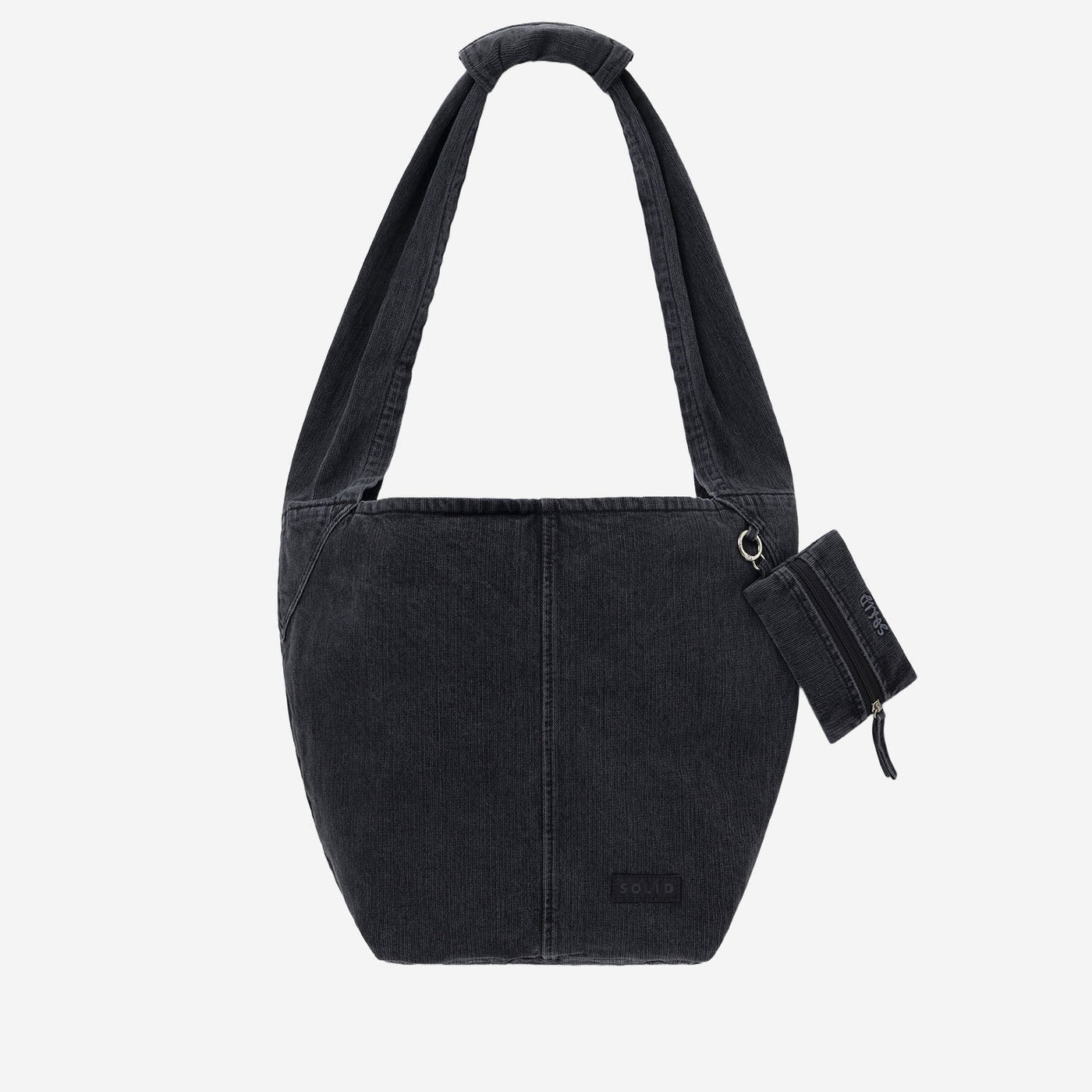Solid Homme Cotton Denim Shoulder Bag — Black