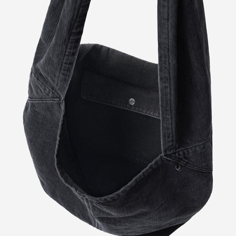 Solid Homme Cotton Denim Shoulder Bag — Black