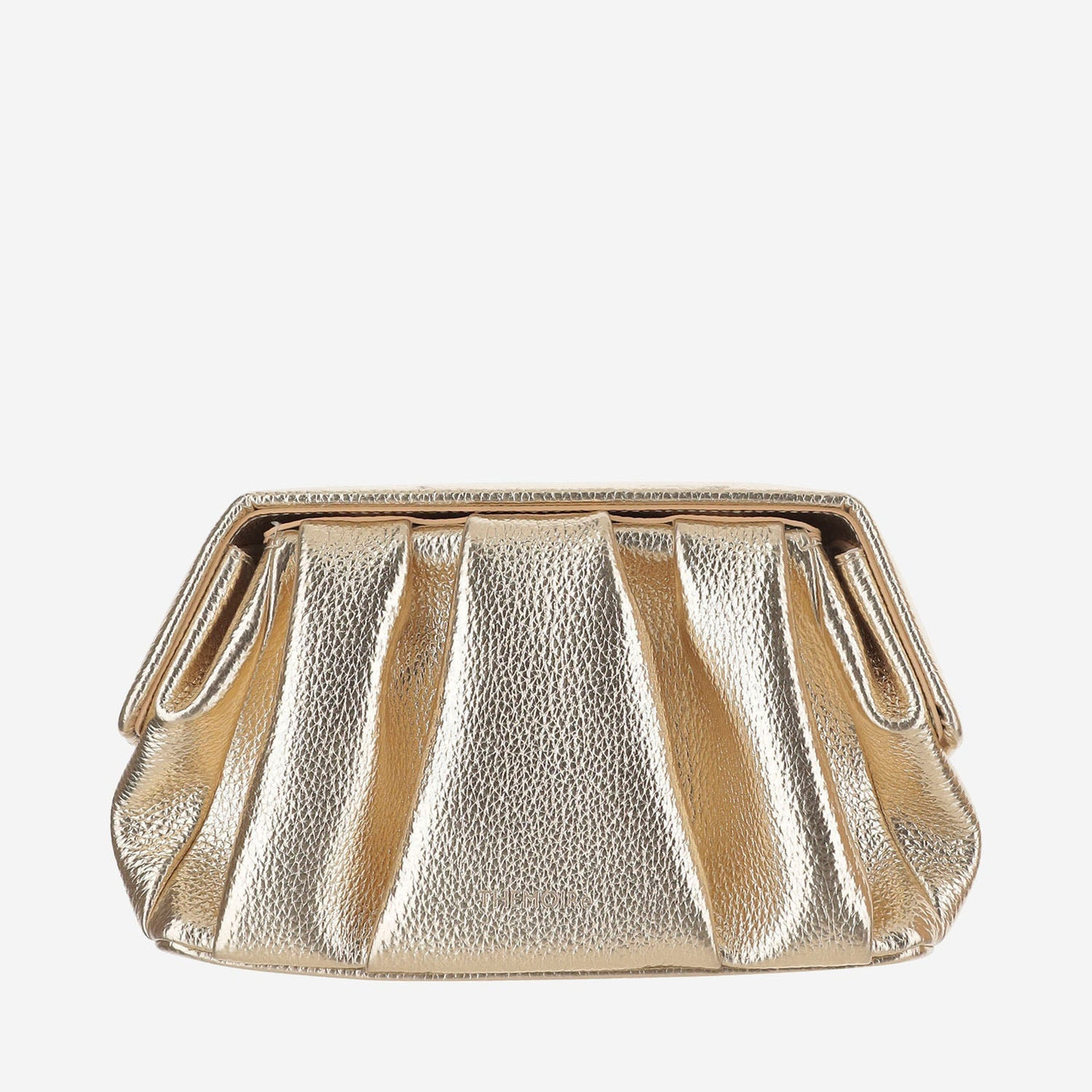 Themoirè Pleated Vegan Leather Clutch — Gold