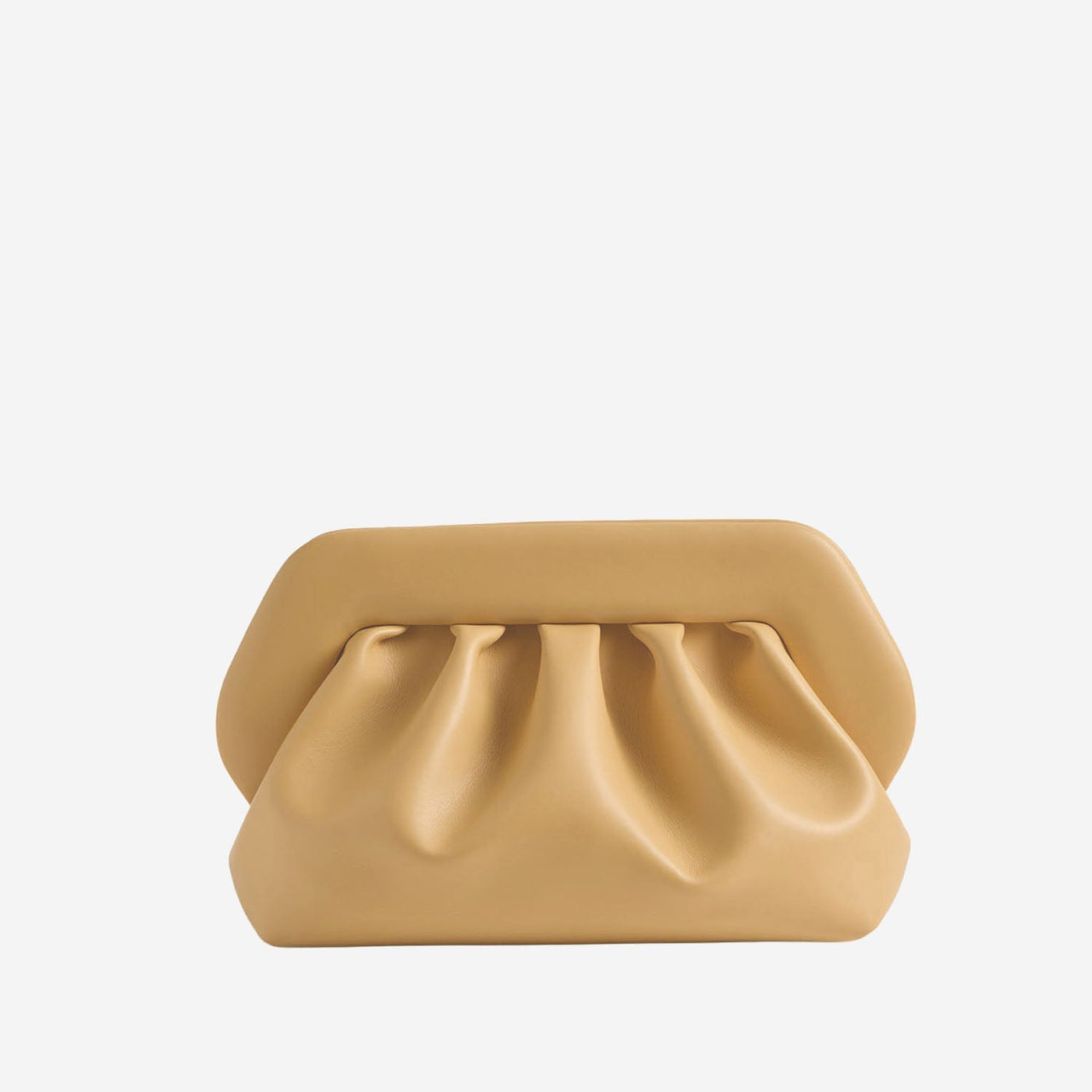 Themoirè Vegan Leather Top Handle Bag — Beige