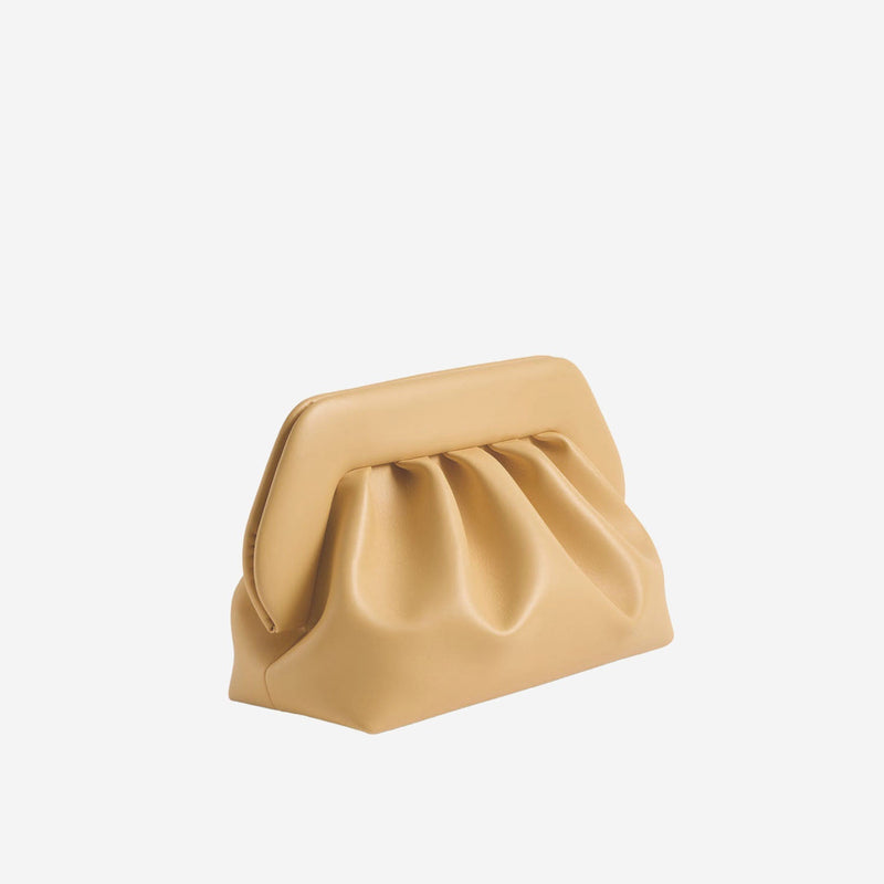 Themoirè Vegan Leather Top Handle Bag — Beige