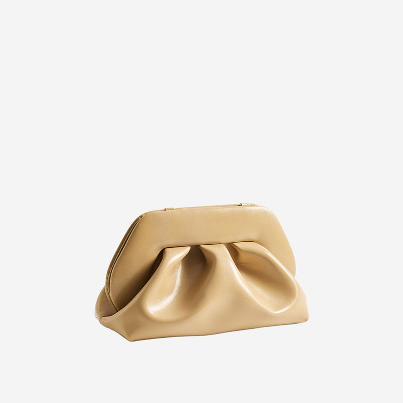 Themoirè Vegan Fabric Clutch — Beige