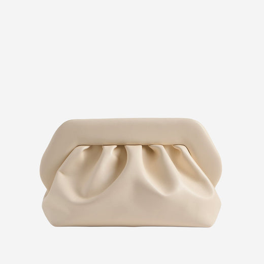 Themoirè Vegan Fabric Clutch — White