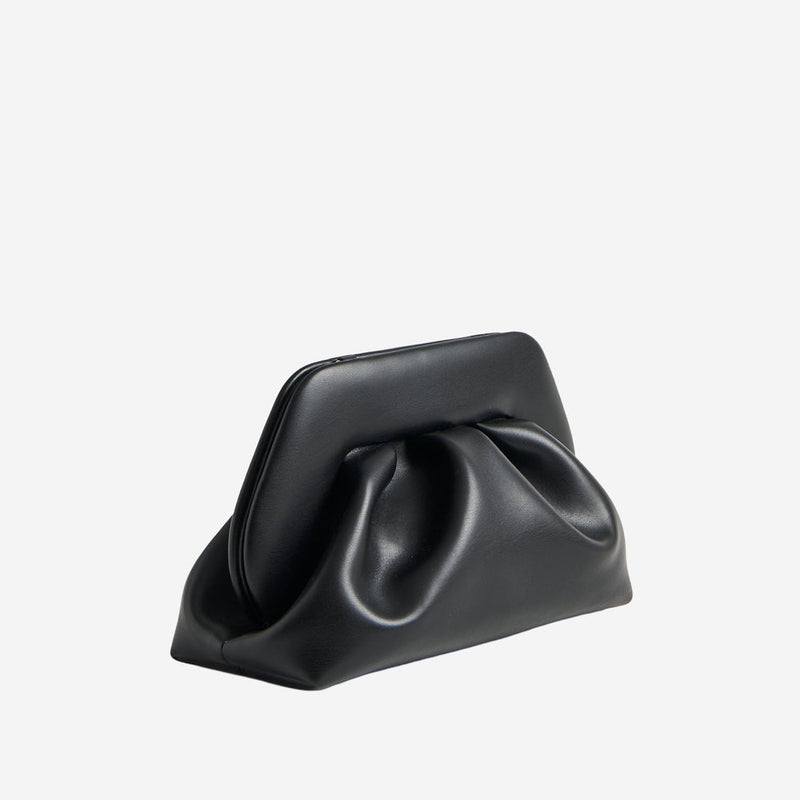 Themoirè Vegan Fabric Shoulder Bag — Black