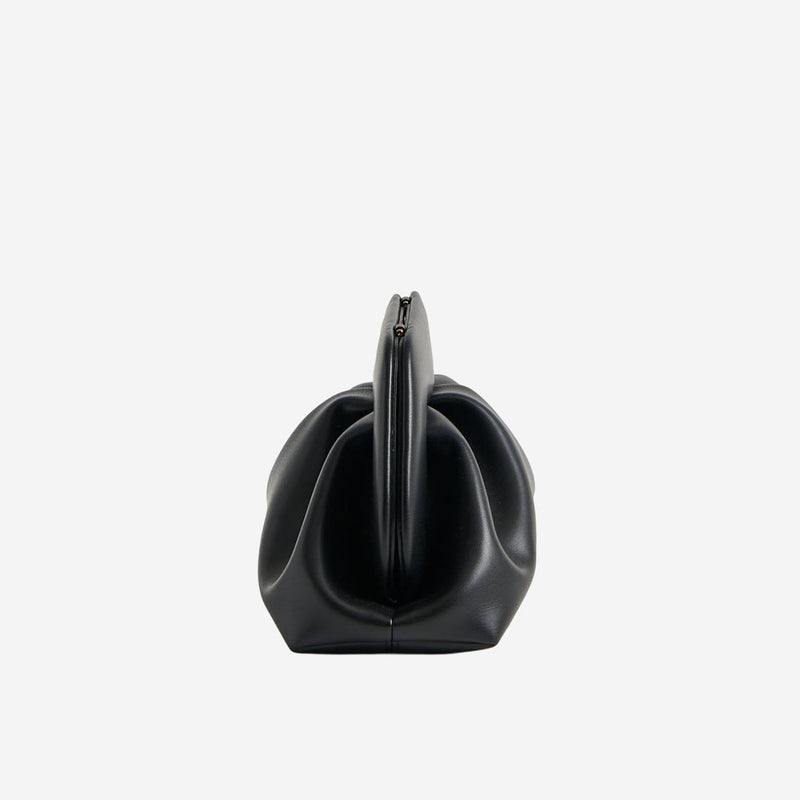 Themoirè Vegan Fabric Shoulder Bag — Black
