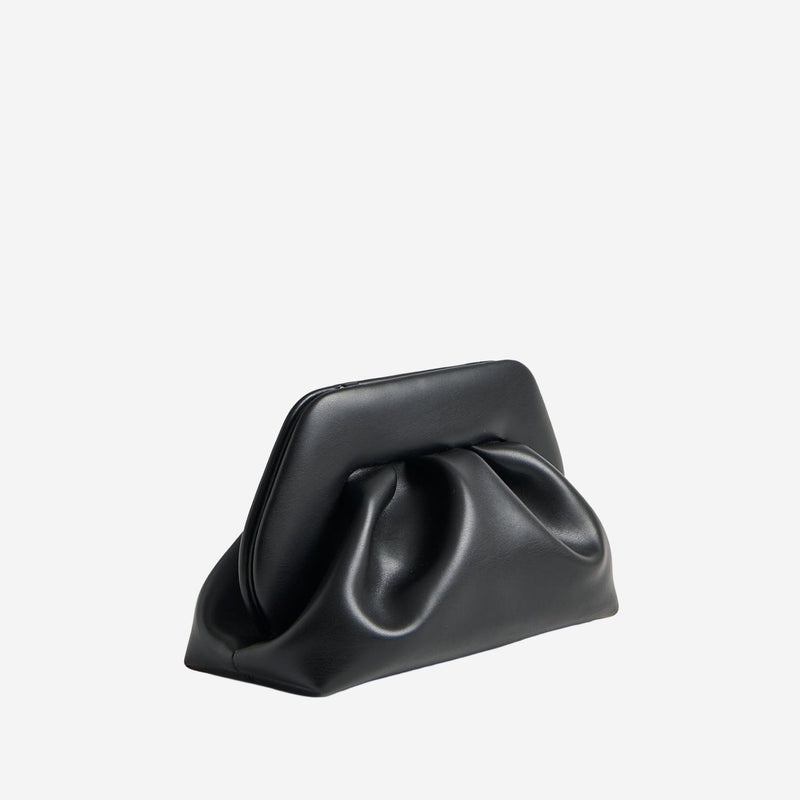 Themoirè Sculptural Vegan Fabric Top Handle Bag — Black