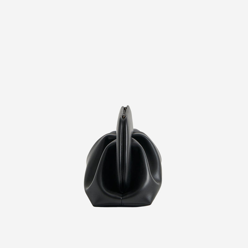Themoirè Sculptural Vegan Fabric Top Handle Bag — Black