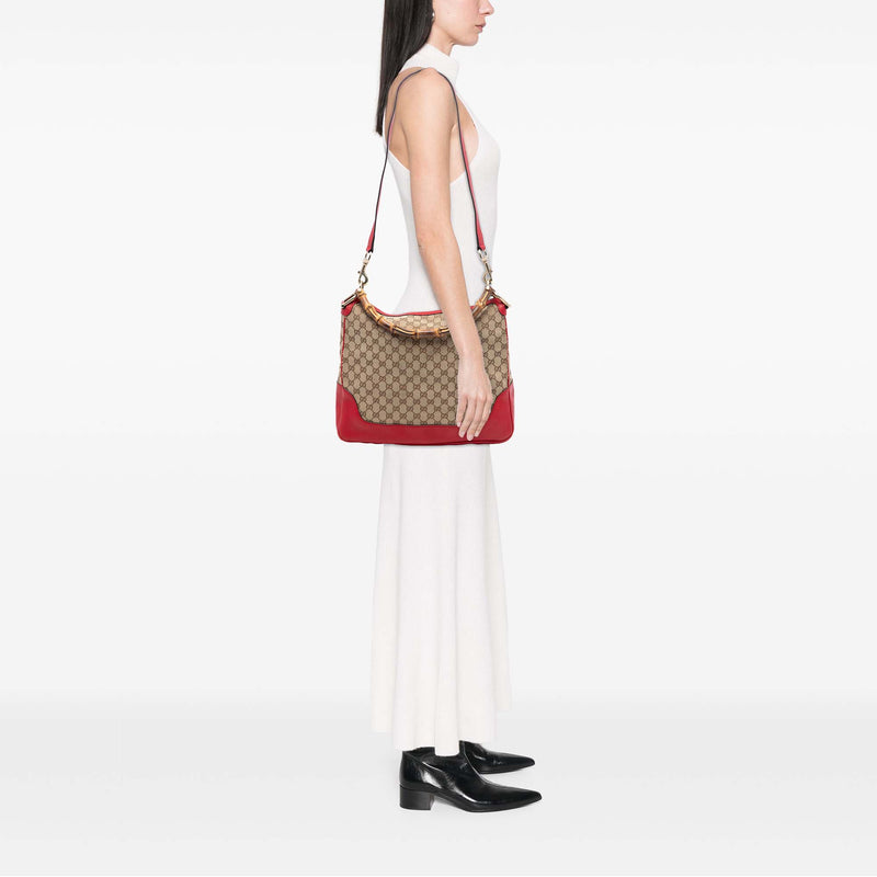 GG Canvas Bamboo Diana Satchel - Image 7