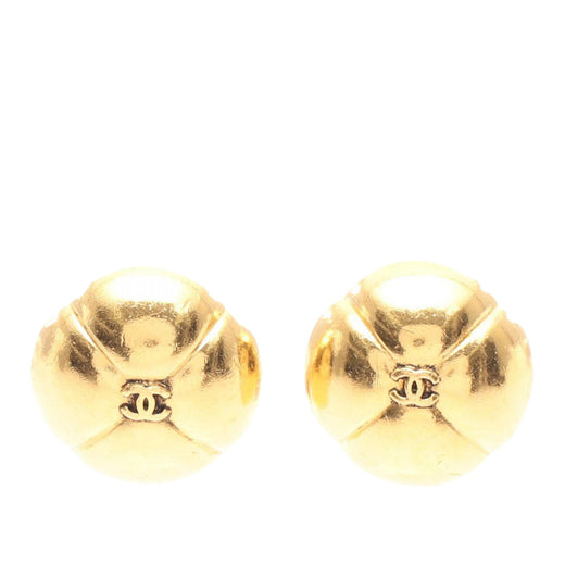 CC Gold Plated Round Clip On Earrings - Image 1