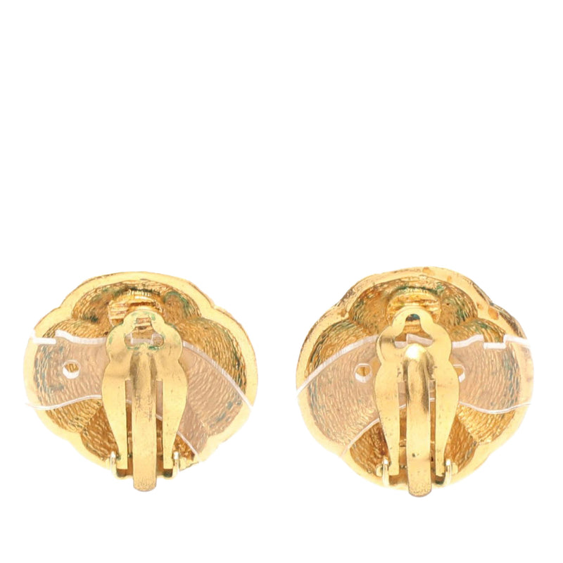CC Gold Plated Round Clip On Earrings - Image 2