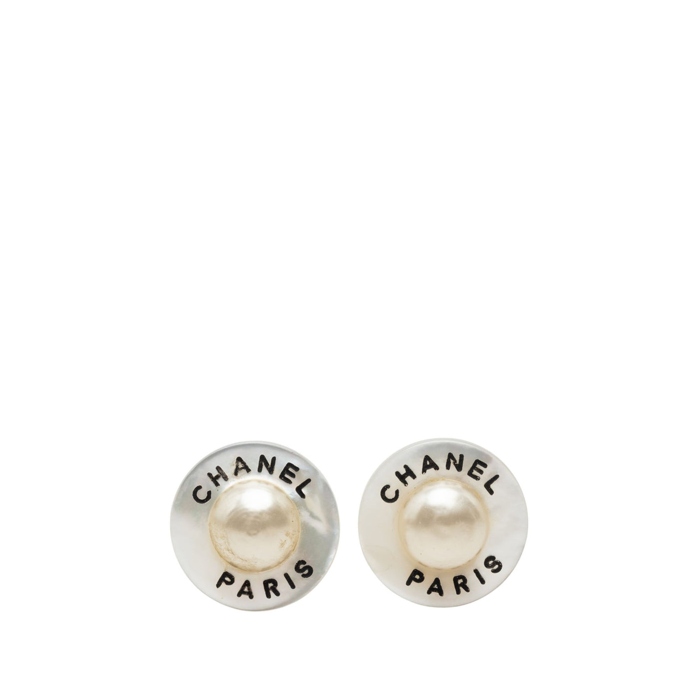 CC Resin Faux Pearl Round Clip On Earrings - Image 1