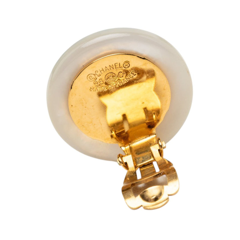 CC Resin Faux Pearl Round Clip On Earrings - Image 3