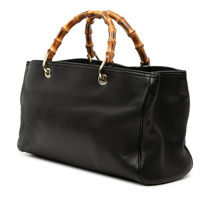Medium Calfskin Bamboo Shopper Satchel - Image 2