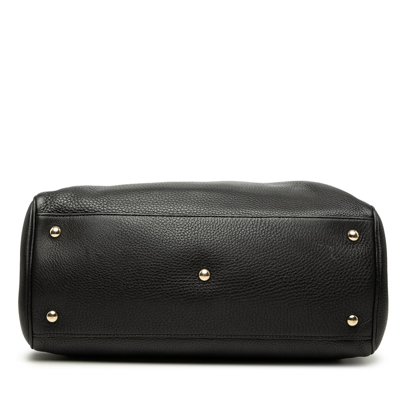 Medium Calfskin Bamboo Shopper Satchel - Image 3