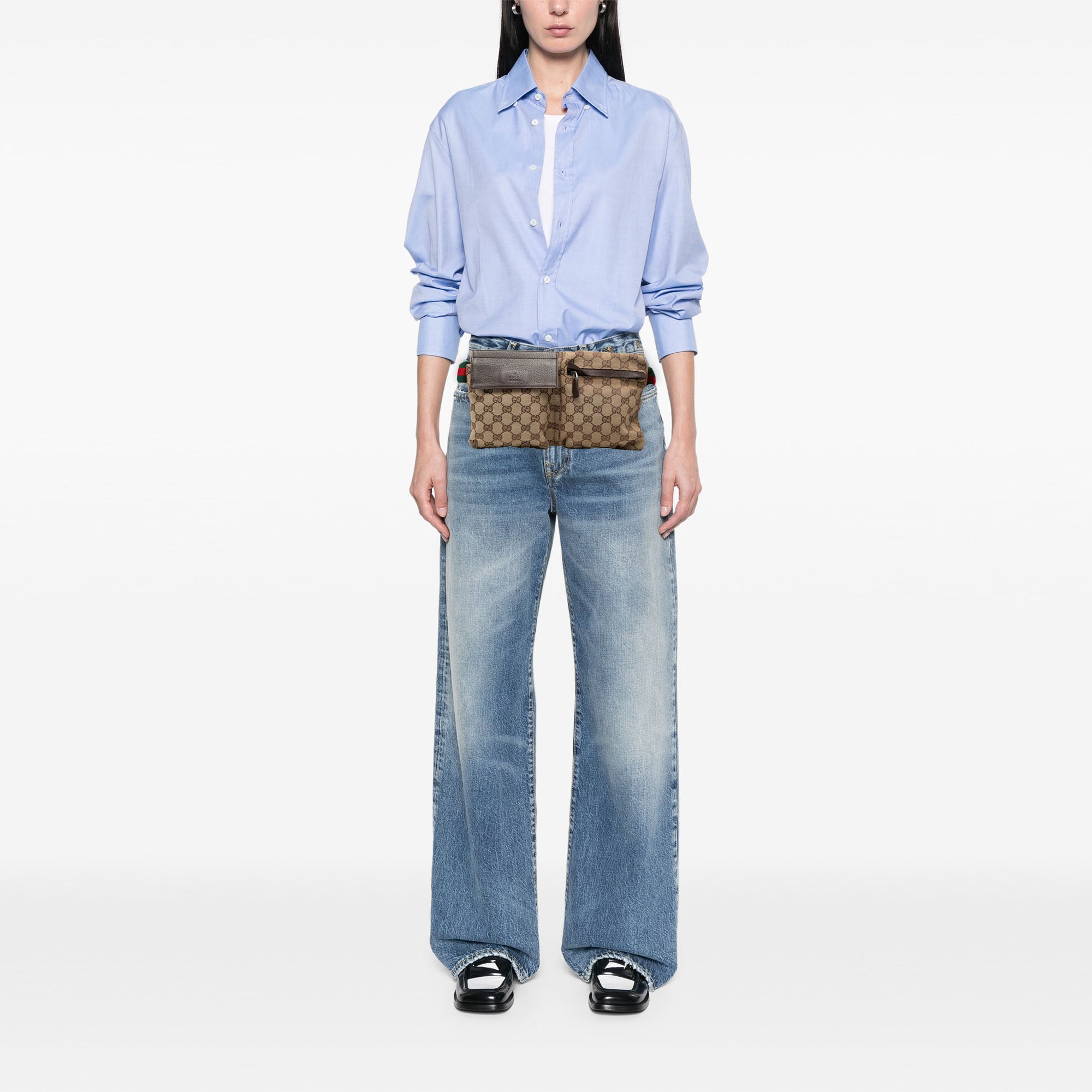 GG Canvas Web Double Pocket Belt Bag - Image 9