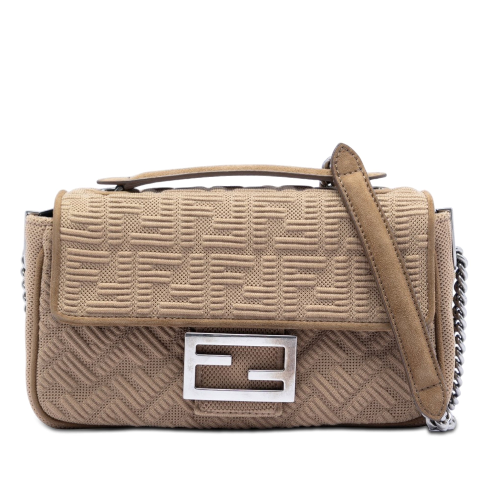 Zucca Embossed Technical Fabric Chain Midi Baguette - Image 1