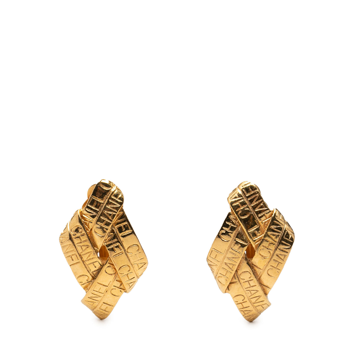 Gold Plated Logo Diamond Clip On Earrings - Image 1