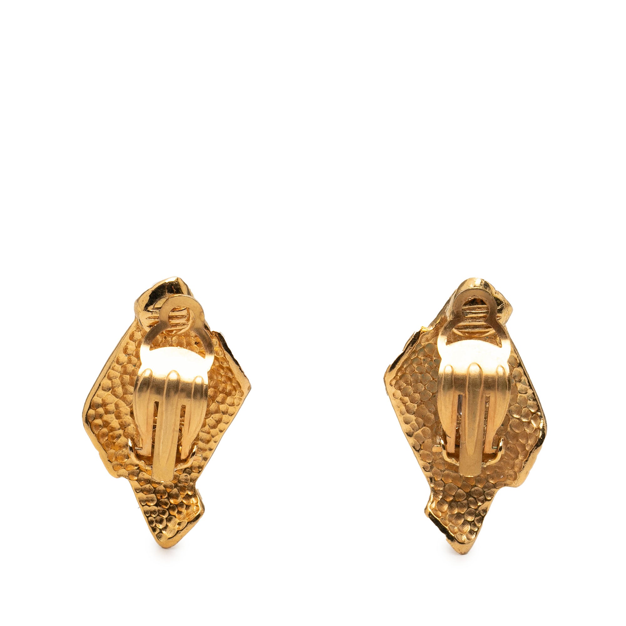Gold Plated Logo Diamond Clip On Earrings - Image 2