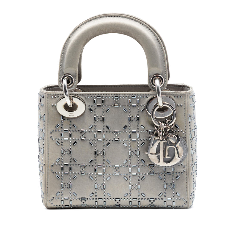 Mini Satin Cannage Crystal Embellished Lady Dior