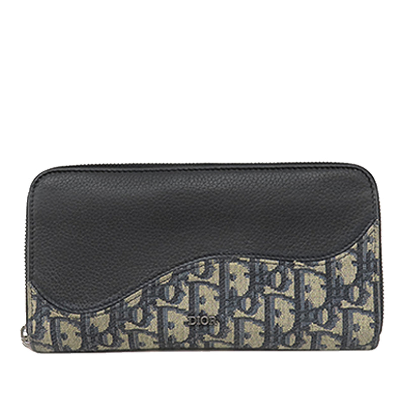 Oblique Canvas and Leather Saddle Zippy Wallet