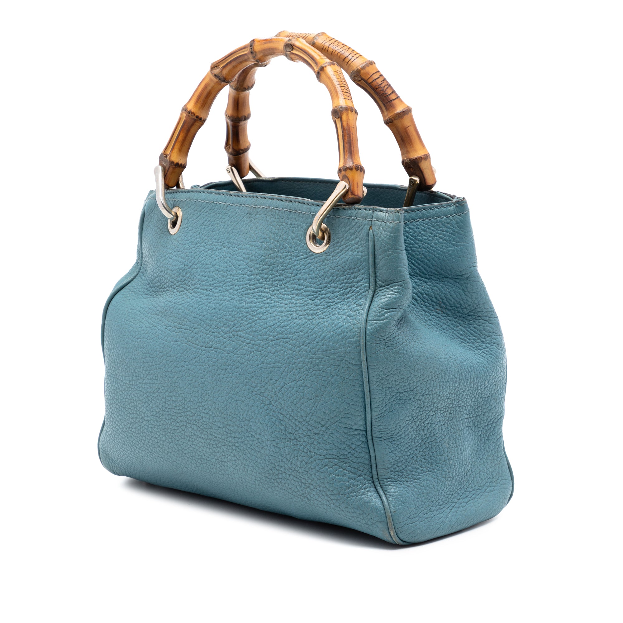 Small Calfskin Bamboo Shopper Satchel - Image 2